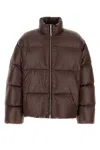 Jil Sander Nylon Down Puffer Jacket With High Collar In Brown