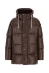 Jil Sander Chocolate Nylon Down Jacket In Brown
