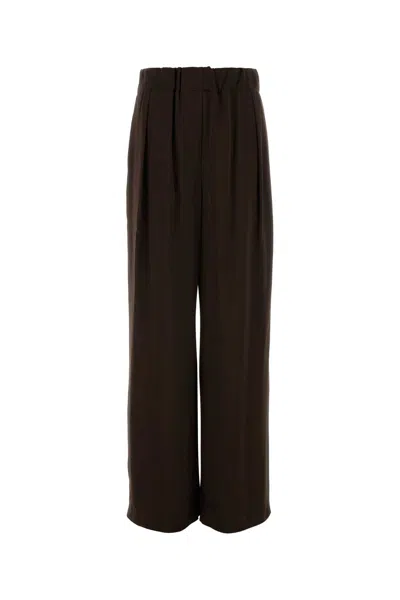 Jil Sander Chocolate Satin Wide-leg Pants In Brown