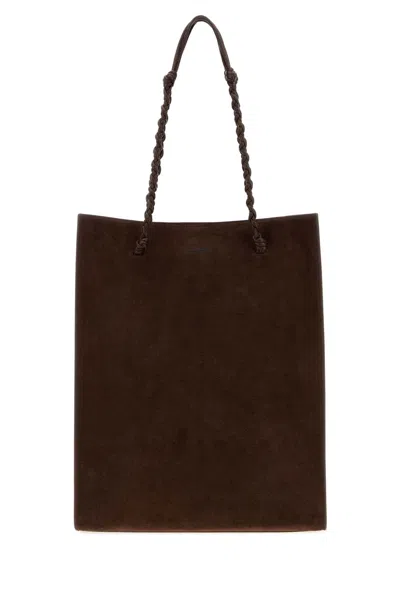Jil Sander Chocolate Suede Tangle Shopping Handbag 28 Cm X 35.5 Cm X 11.5 Cm In Brown