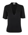 Jil Sander Crew Neck Short Sleeve Knit With Integrated Jewel Necklace Clothing In Black