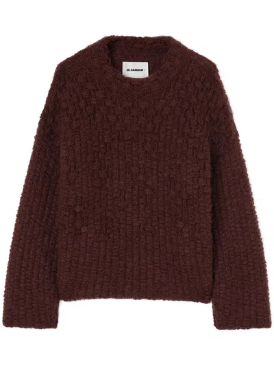 Jil Sander Chunky-knit Mock-neck Jumper In Brown