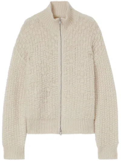 Jil Sander Chunky-knit Zip-up Cardigan In Beige