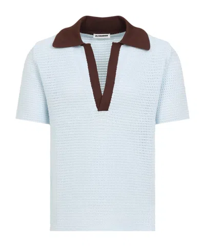 Jil Sander Chunky Knitted Short-sleeved Jumper In Blue