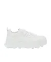 Jil Sander Orb White Low Top Sneakers With Cleated Sole In Leather In White