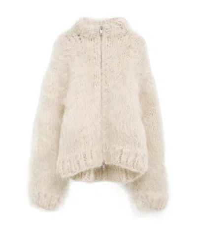 Jil Sander Chunky Ribbed Cardigan In Nude
