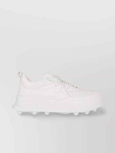 Jil Sander Chunky Panelled Leather Sneakers In White