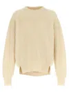 Jil Sander Oversized Crew Neck Sweater With Ribbed Texture In Gold