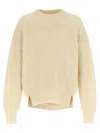 Jil Sander Oversized Crew Neck Sweater With Ribbed Texture In White