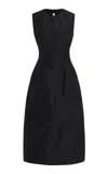 Jil Sander Cinched Midi Dress In Black