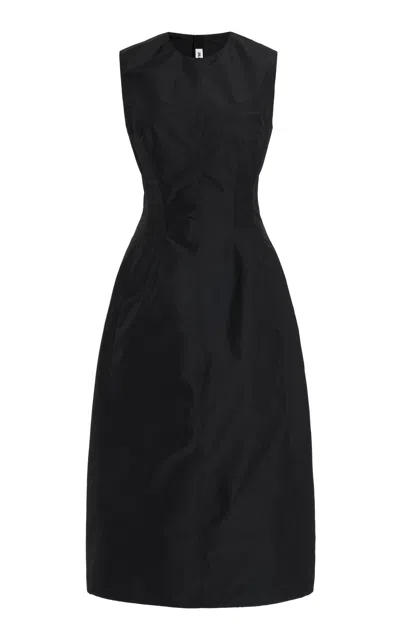 Jil Sander Cinched Midi Dress In Black