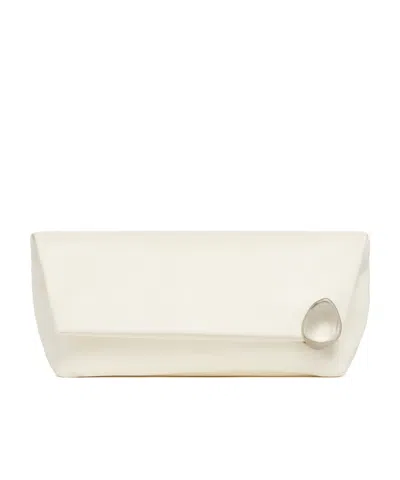 Jil Sander Jewel Zip Clutch Bag In Beige