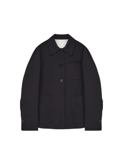 Jil Sander Classic Button-up Jacket With Pointed Collar In Black