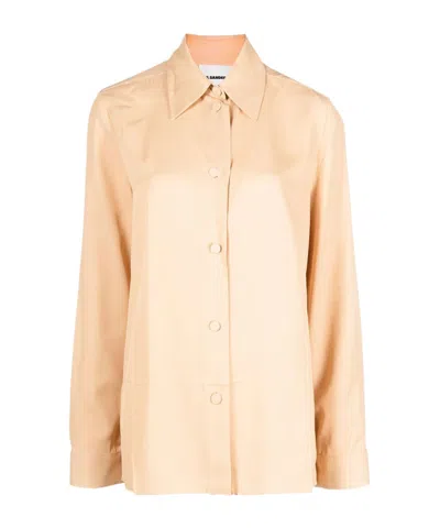 Jil Sander Classic Collar Buttoned Blouse In Nude