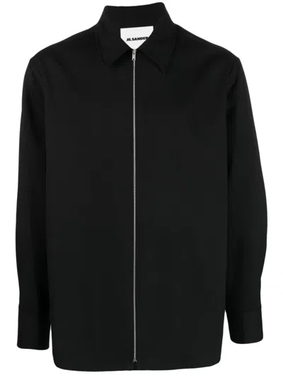 Jil Sander Zip-up Long-sleeved Jacket In Black