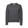 Jil Sander Classic Crew Neck Sweater In Soft Grey Wool In Black