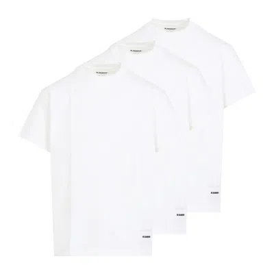 Jil Sander Classic Crew Neck T-shirt Set Of Three In Cotton In White