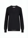 Jil Sander Classic Crew Neck Wool Sweater With Ribbed Cuffs In Black