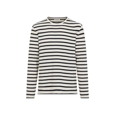 Jil Sander Classic Striped Long-sleeve T-shirt In Soft Cotton In Multi