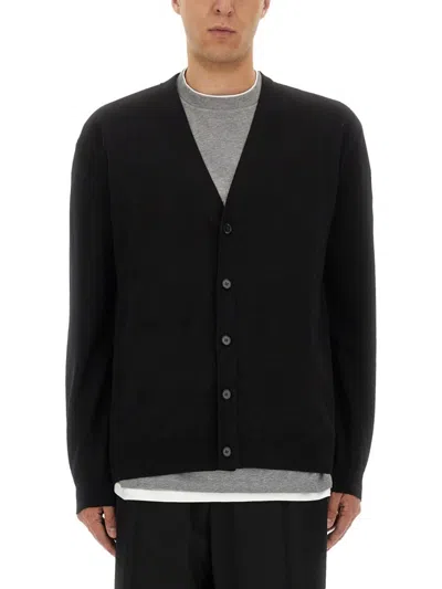 Jil Sander Classic V-neck Merino Wool Cardigan In Black