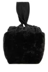 Jil Sander Shearling Rectangular Clutch With Knotted Handle In Black