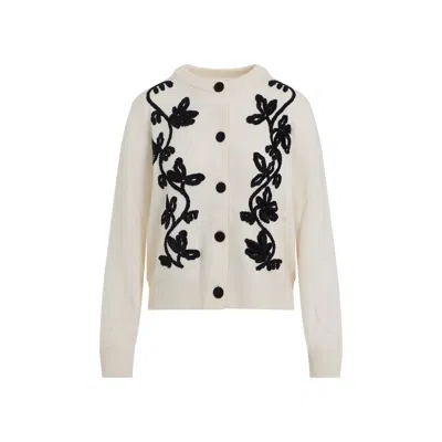 JIL SANDER JIL SANDER CN LONG SLEEVES CARDIGAN WITH VELVET EMBROIDERY