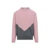 Jil Sander High Neck Color-blocked Sweater With Chevron Design In Pink
