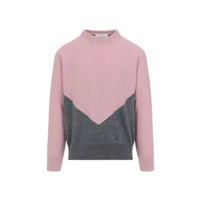Jil Sander High Neck Color-blocked Sweater With Chevron Design In Multi