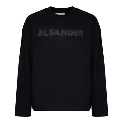 Jil Sander Cn Long Sleeves Os T-shirt In Black