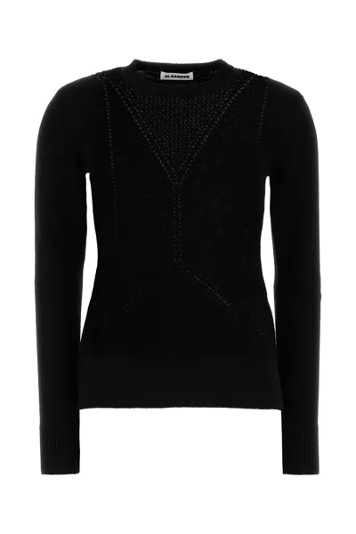 JIL SANDER JIL SANDER BLACK WOOL BLEND SWEATER