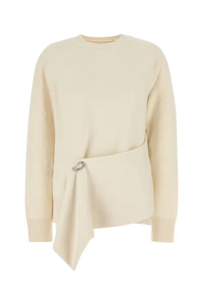 Jil Sander Sweater Wool Blend Asymmetric Design In Beige