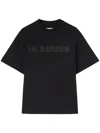 Jil Sander Round Neck Black Cotton T-shirt With Tonal Logo Print