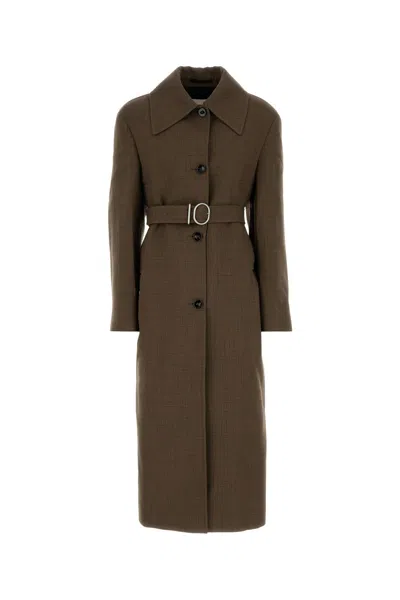 JIL SANDER JIL SANDER EMBROIDERED WOOL BLEND COAT