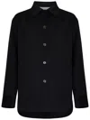 Jil Sander Wool Coat With Long Sleeves And Curved Hem In Black