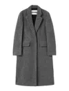Jil Sander Grey Single-breasted Midi Coat In Black