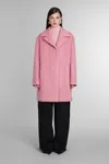 Jil Sander Coat In Rose-pink Wool In 655