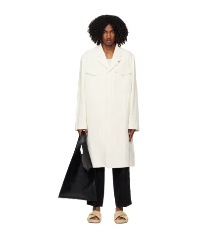 Jil Sander Coat With Cover Pocket In White