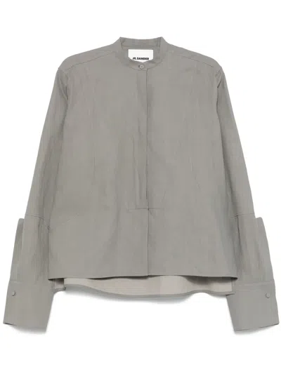 Jil Sander Coated Linen Shirt In Grey