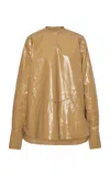 Jil Sander Coated Linen Top In Yellow