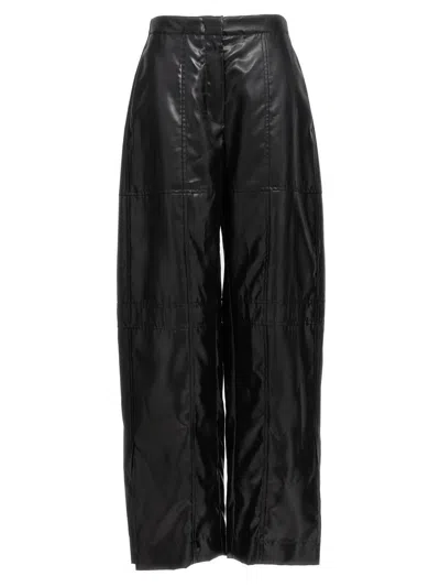 Jil Sander High-waisted Black Cupro Pants With Coated Finish
