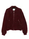 Jil Sander Felted Wool Aviator Bomber Jacket Peach Opal In Red