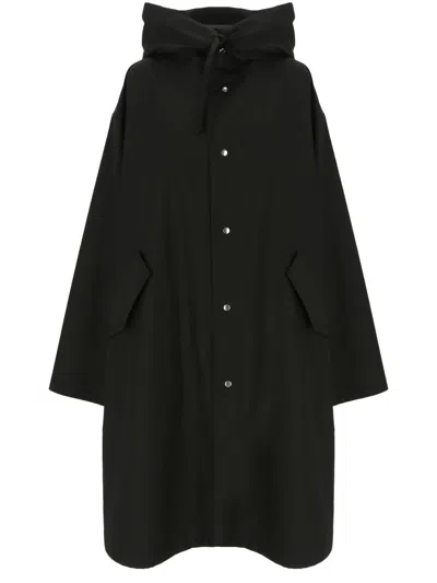 Jil Sander Logo-print Hooded Coat In Black