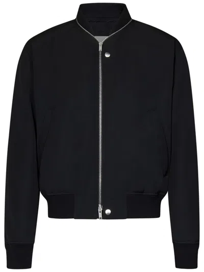 Jil Sander 11 Cotton Bomber Jacket With Zipped Detail In Black