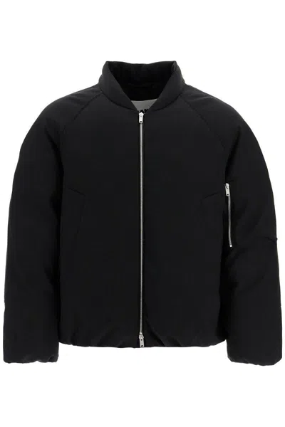 Jil Sander Padded Feather Bomber Jacket In Black