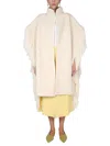 Jil Sander Oversize Fringe Knitted Cape In White