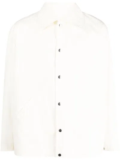 Jil Sander Men Logo Cotton Jacket In Beige
