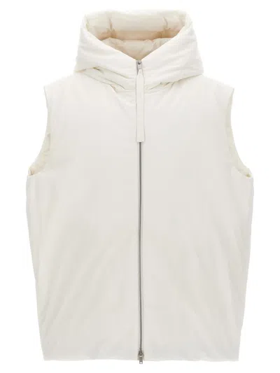 Jil Sander Sleeveless Hooded Padded Jacket In White