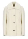Jil Sander Reversible Buttoned Shearling Jacket In Beige