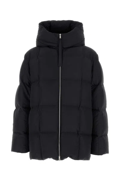 Jil Sander Hooded Padded Quilted Down Jacket In Black