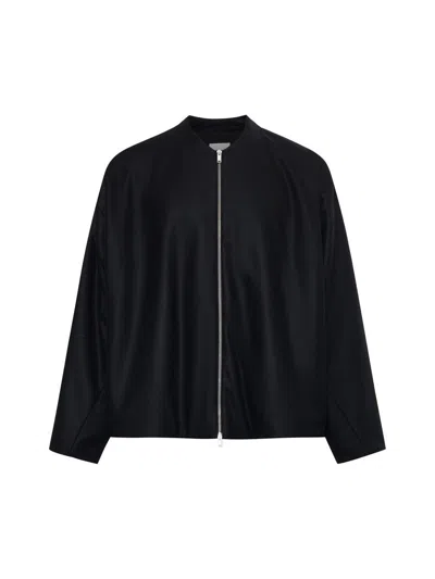 Jil Sander Long Sleeved Zip-up Jacket In Black